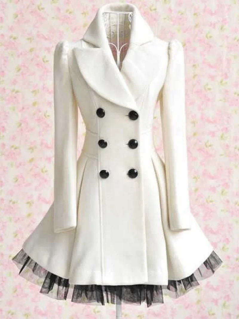 

ZOGAA Trench Coat Women Aaymetric Lace Hem Tops Steampunk Victorian Swallow Tail Trench Coat Double-Breasted Female Thin Outwear