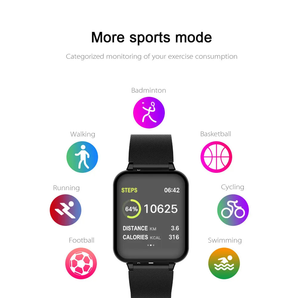 Wholesale!Smart wristband 1.3 IPS with heart rate monitor for Huawei Samsung xiaomi, waterproof smart watch B57 IP67