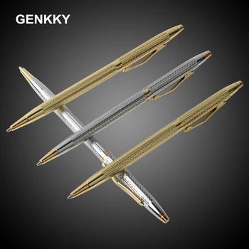

GENKKY Ballpoint Pen Metal Material Handle Rods Ball Pens For School Office Rotating Style Writing Point 0.7mm Ink Black Blue