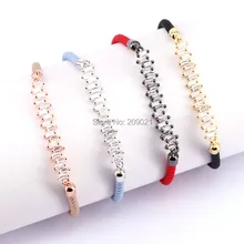 10 шт. Шарм ювелирные изделия микро Pave CZ прямоугольник Разъем Хлопок Веревка Браслеты