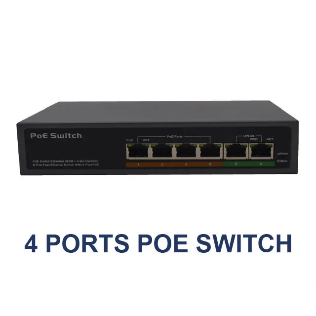 Коммутатор POE на 6 портов с 4 портами 100 Мбит/с стандарт IEEE802.3af/at для IP-Камеры PoE |