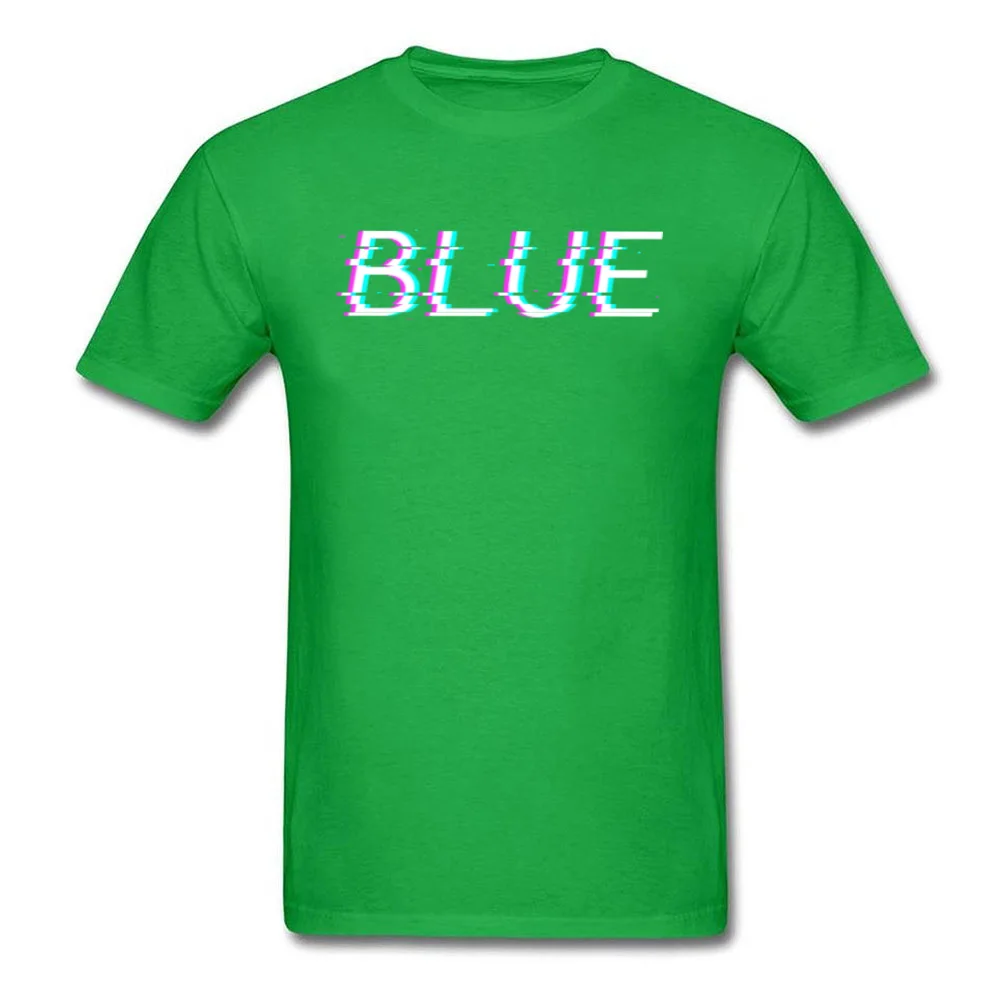 Glitch Blue Personalized Tops Tees Short Sleeve for Men 100% Cotton Father Day O Neck T Shirts Slim Fit T Shirts Funky Glitch Blue green