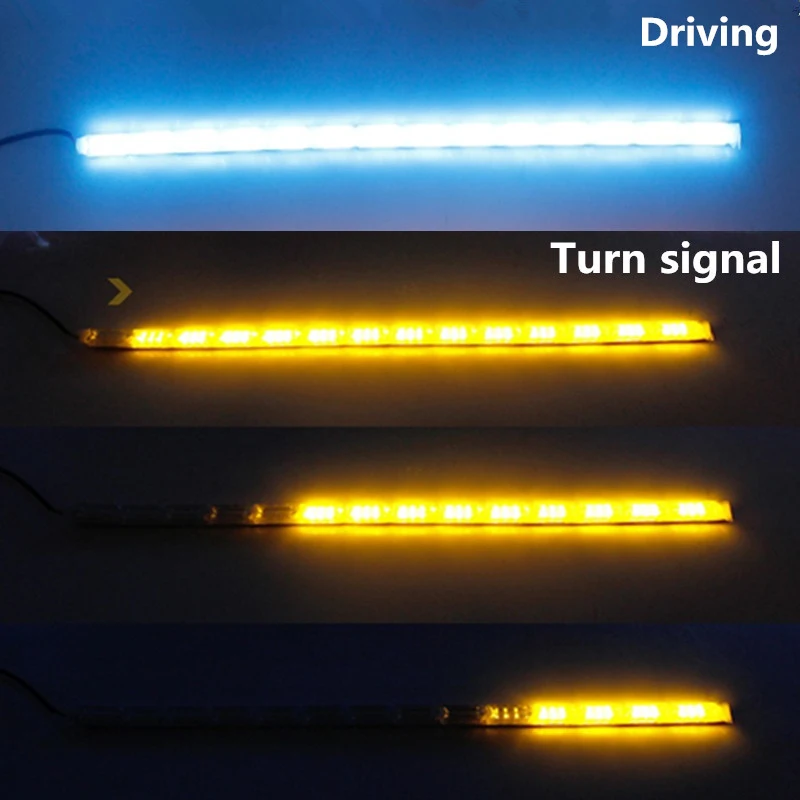 OKEEN, 2 шт., новинка, DRL, дневные ходовые огни, белый, красный, лед, синий, желтый, поток, указатель поворота, светильник, переключение, головной светильник светодиодный светильник, полоса