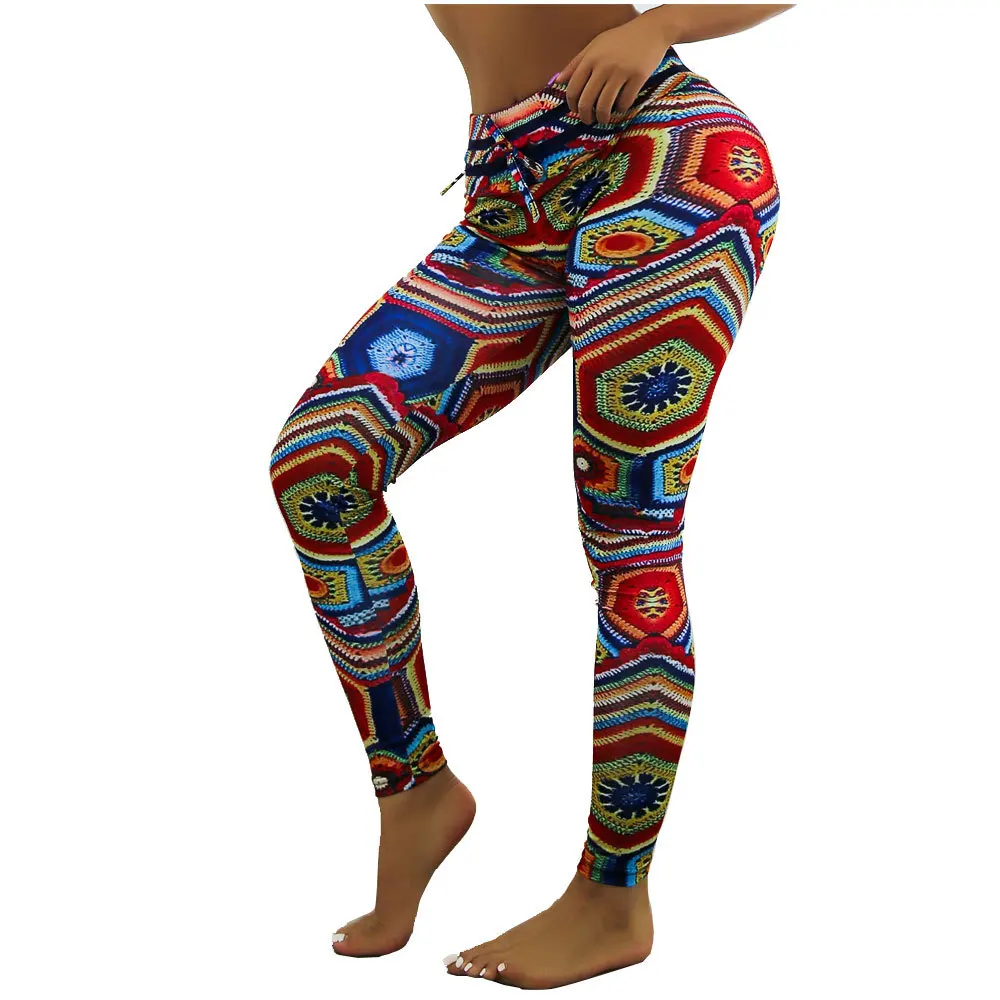 

[AoSheng] Women Printed High Waisted Leggings Spring And Autumn European Style Fitness Gym Sporitng Pants Plus Size Legging