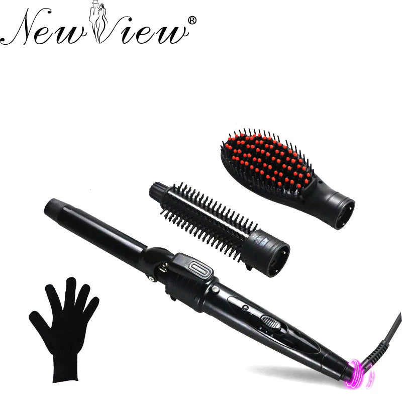 

Hair Curler Hair Curling Iron Ceramic Multifunctional Straightener Brush Set Hair Curling Wand Roller