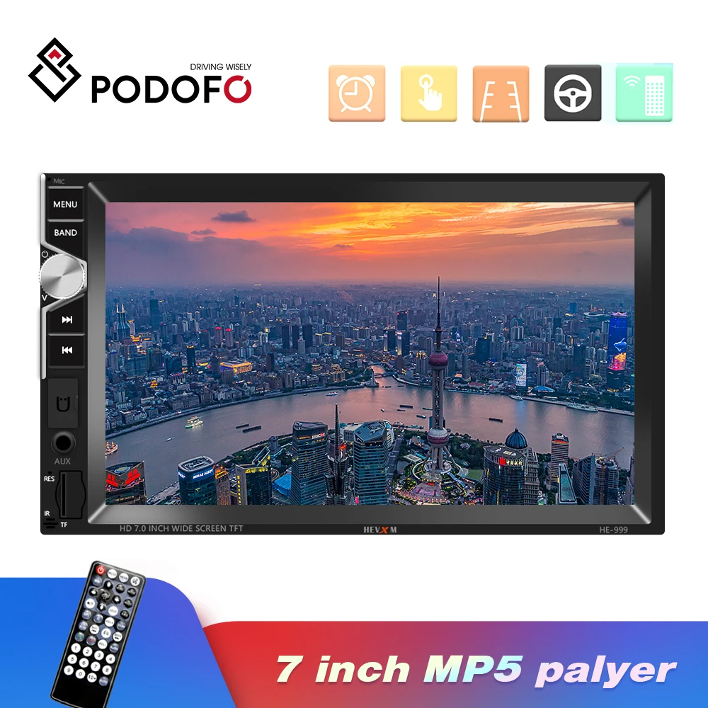 

Podofo 7" Car Multimedia MP5 Player 2 Din Car Radio Autoradio MP5 Bluetooth Mirror Link AUX 2din Cassette Recorder FM AUX Radio