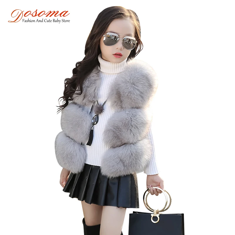 

Dosoma brand winter vest for girls fashion Korean luxury children clothing thicker fur waistcoats baby girls coat outerwears
