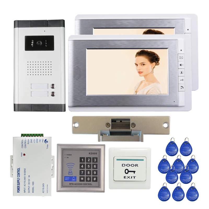 FREE SHIPPING 7 LCD Video Intercom font b Door b font Phone System 2 Screens 700tvl