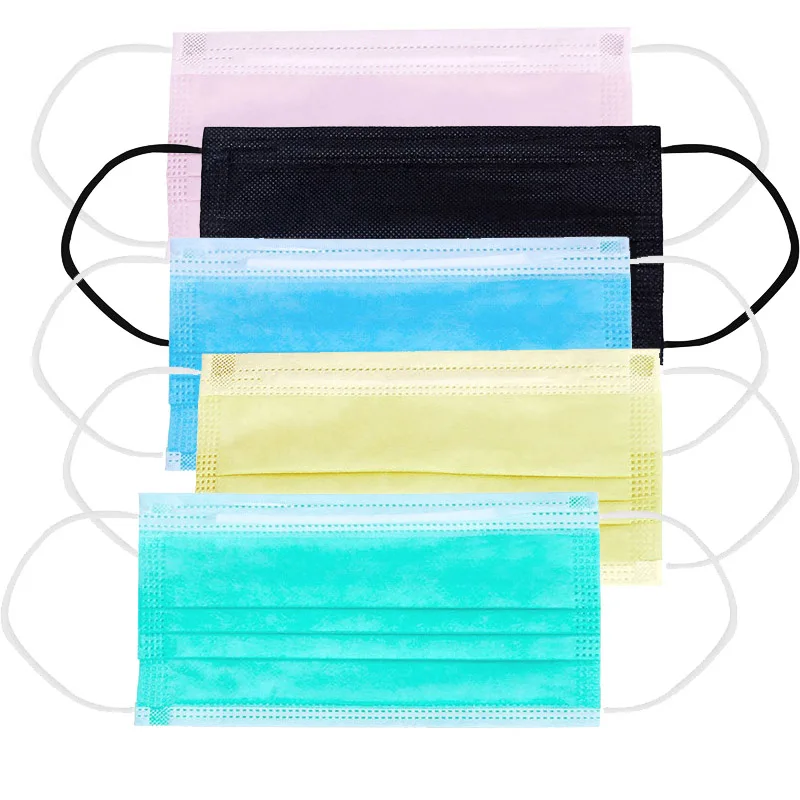 

100pcs Disposable daily protective mask, anti-virus, anti haze and dustproof three-layer medical mask, non-woven melting spray