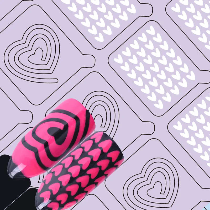 

20Tips Adhesive Nail Vinyls Heart Pattern Nail Art Hollow Stencil Stickers