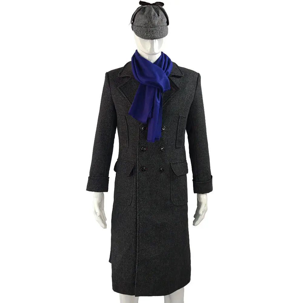 Sherlock Holmes Cosplay Costume Jacket Men's Cape Men Long Trench Slim Fit Overcoat Male Jackets Fashion Wool Trench Outerwear (9)