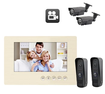 

New Arrival 7'' Video Door Phone Can Support 2 CCTV Camera&Alarm,Home Intercom System With Recording Function 2 V 1