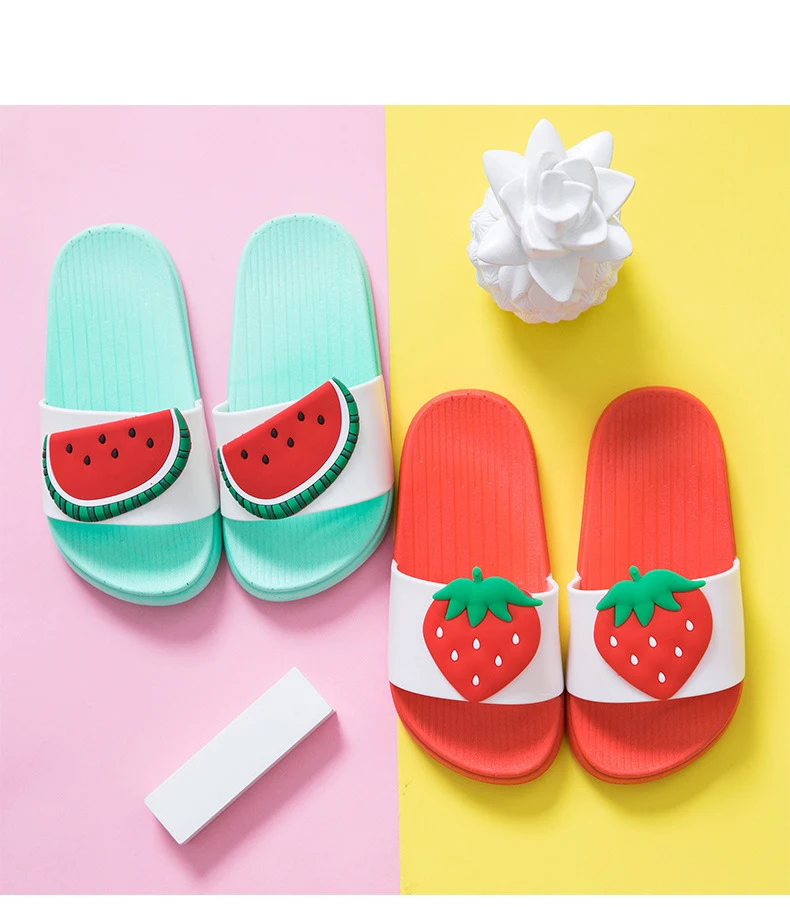 Летние модные детские тапочки; милая домашняя обувь с фруктами; обувь для купания; нескользящая обувь