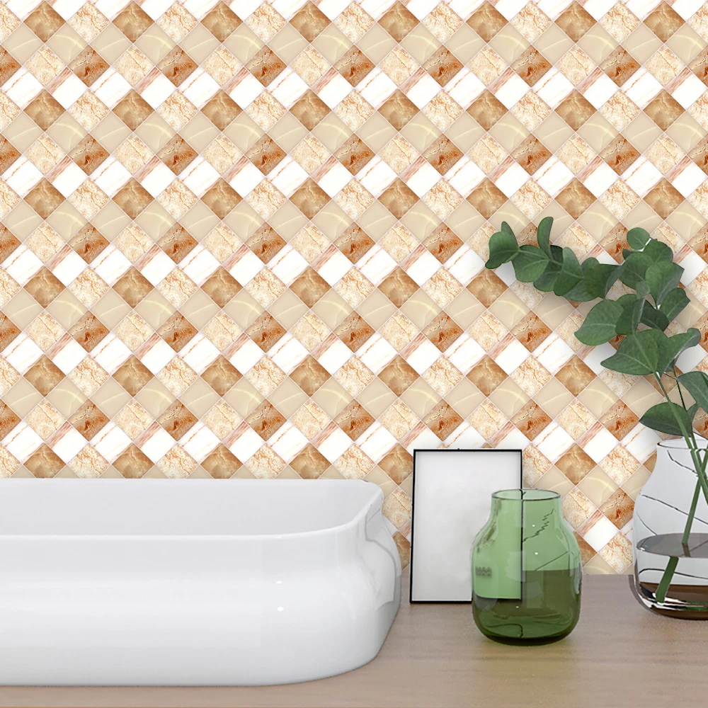 

Diamond Marble Mosaic Wall Sticker Self Adhesive Tile Floor Wall Decal Cover for Kitchen Bathroom Home Decoration Background