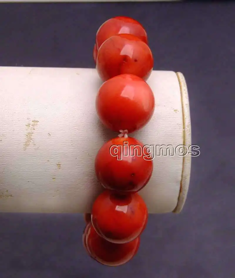 

SALE GENUINE Big 16-17mm high quality round natural Red Coral 8" bracelet-bra249 Wholesale/retail Free shipping