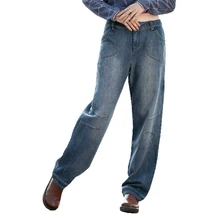 Spring Autumn Women Bleached Blue Mid Waist Loose Denim Jeans Female Wide Leg Pants Trousers Boyfriend Jeans For Women Plus Size Spring Autumn Women Bleached Blue Mid Waist Loose Denim Jeans Female Wide Leg Pants Trousers Boyfriend Jeans For Women Plus Size