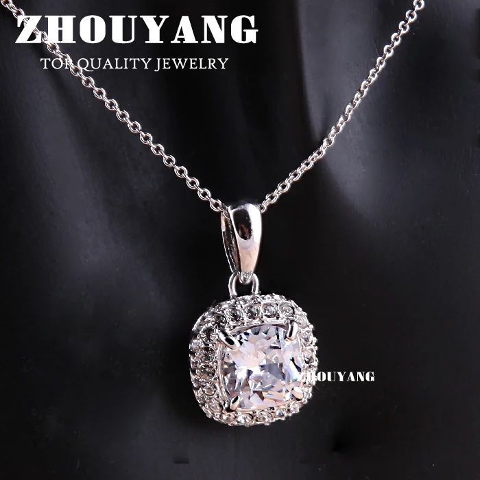 ZHOUYANG, высокое качество, ZYS009, серебряный цвет, элегантные свадебные украшения, ожерелье, серьги, набор, Сделано с австрийскими кристаллами