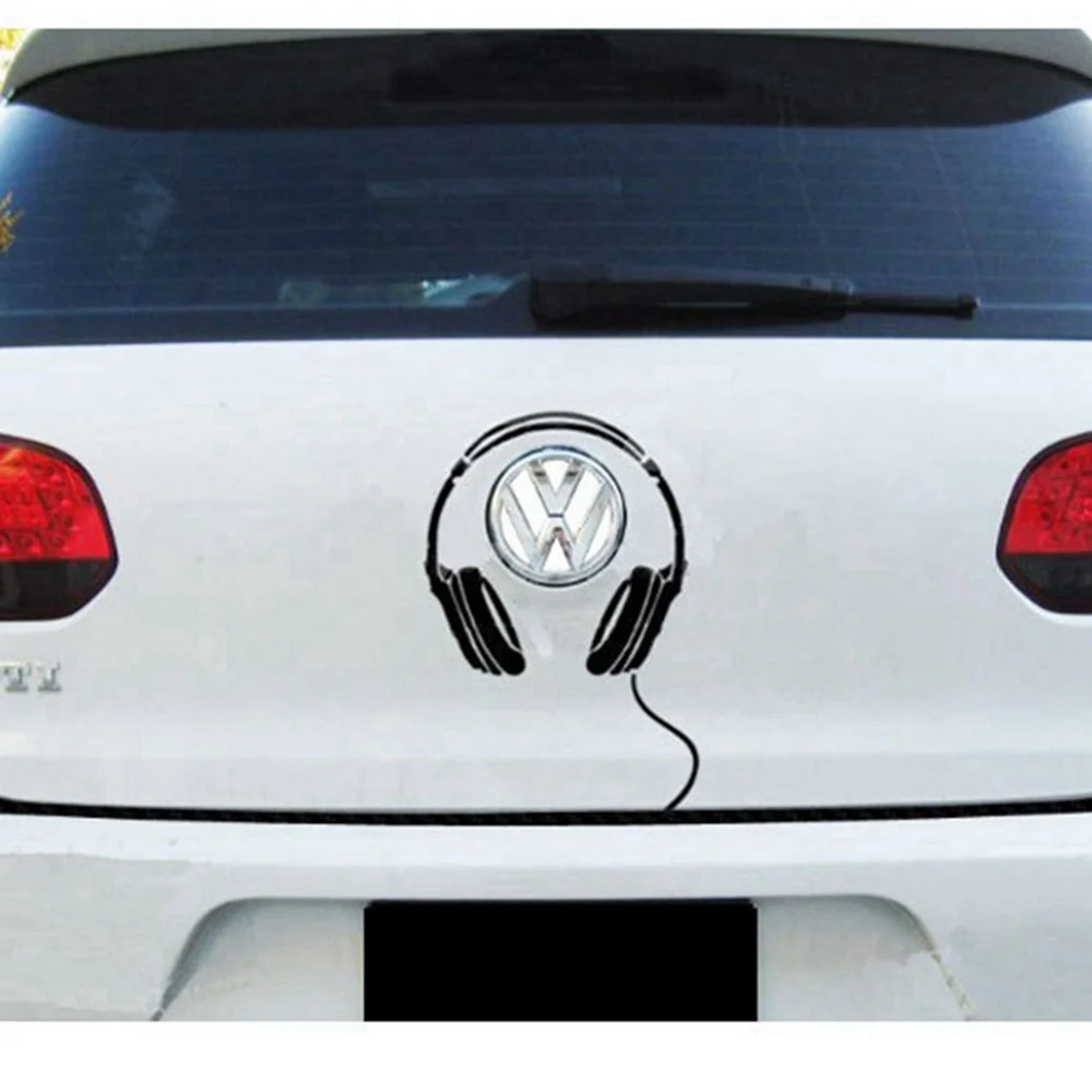 Creative Headset Headphone Car Stickers and Decals for Toyota Volkswagen Golf Polo BMW e46 e90 e60 f30 e39 Buick Mercedes Benz