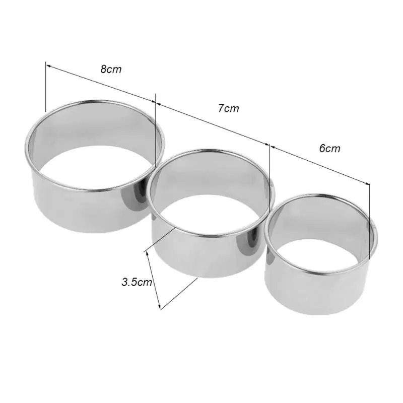 3pcs/set Stainless Steel Round Dumplings Wrappers Molds Set Cutter Maker Tools Round Cookie Pastry Wrapper Dough Cutting Tool