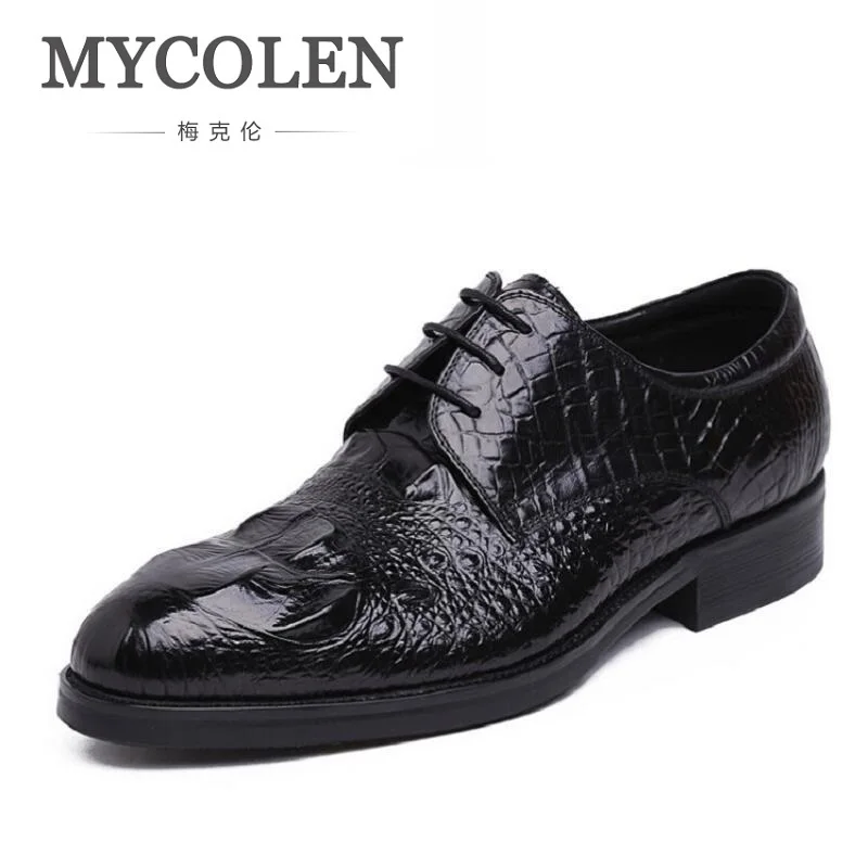

MYCOLEN Hot Sale Crocodile Pattern Genuine Leather Men Oxfords Shoes Men Dress Shoes Business Men's Shoes Erkek Ayakkabi