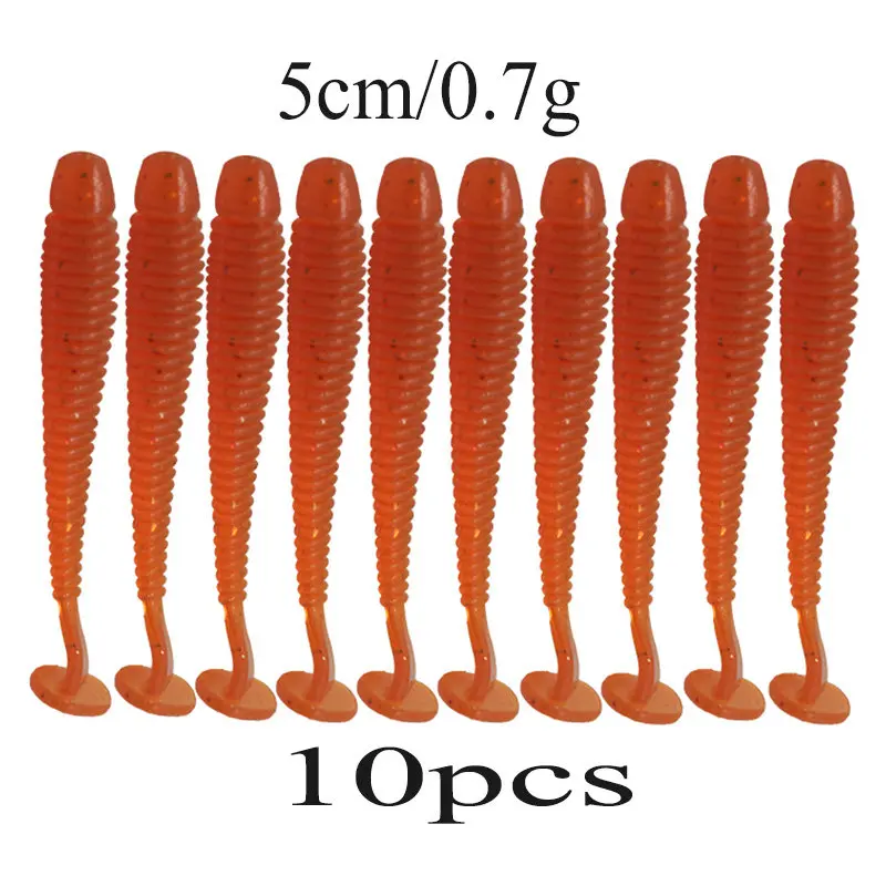 10 шт./лот воблеры мягкие приманки для рыбалки резиновые мягкие приманки 47 мм 0,7 г т-хвост мягкие искусственные черви приманки бас Силиконовые Рыболовные Приманки