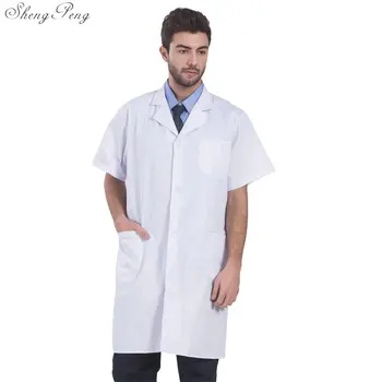 

Men white Medical Coat Clothing Medical Services Uniform Nurse Clothing Long-sleeve Polyester Protect lab coats Clothing Q441