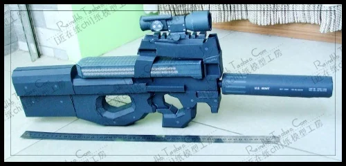 Бумажная модель пистолет современный fn p90 submachinegun 1:1 пропорции 3D головоломка DIY Бумажная модель обучающая игрушка