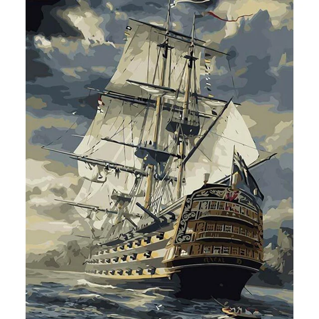 Us 1085 35 Di Scontobarca A Vela Diy Pittura By Numbers Disegno Pittura Dai Corredi Di Numeri Di Vernice Su Tela Di Canapa Per La Parete Della