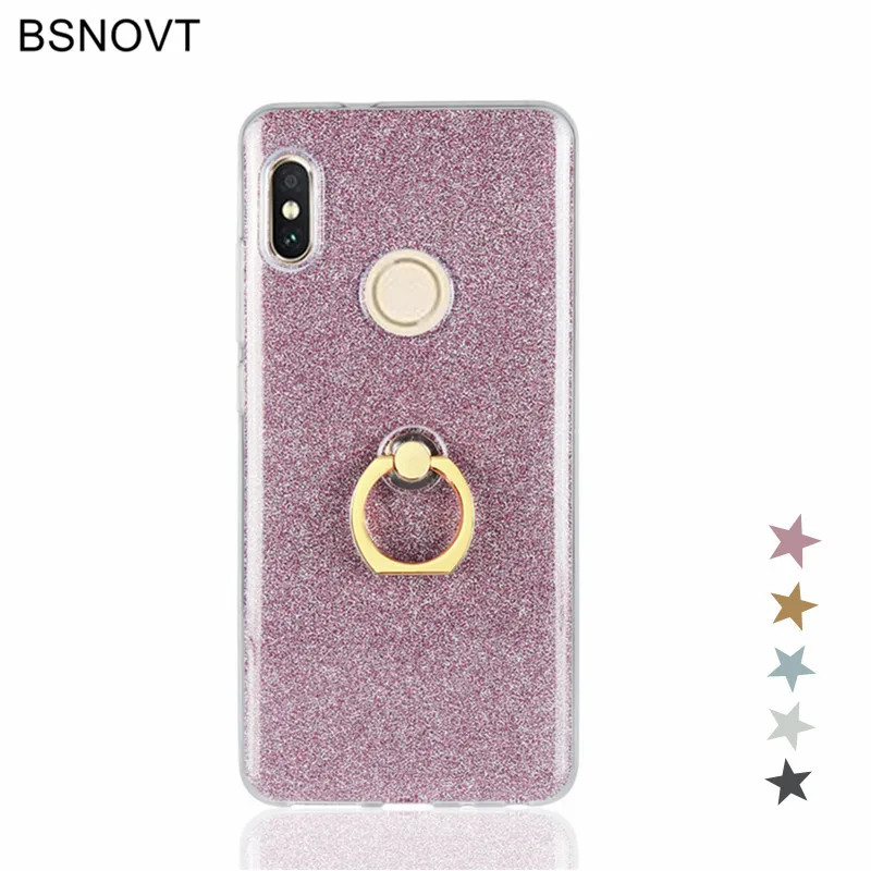 

Xiaomi Redmi Note 5 Pro Case Shiny Glitter Bling Silicon Phone Case Soft Cover Redmi Note 5 Finger Ring Bracket Back Cover