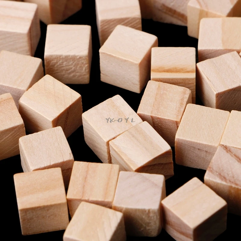 

50pcs/set 10mm Wooden Square Blocks Mini Cubes Embellishment for Woodwork Craft DIY