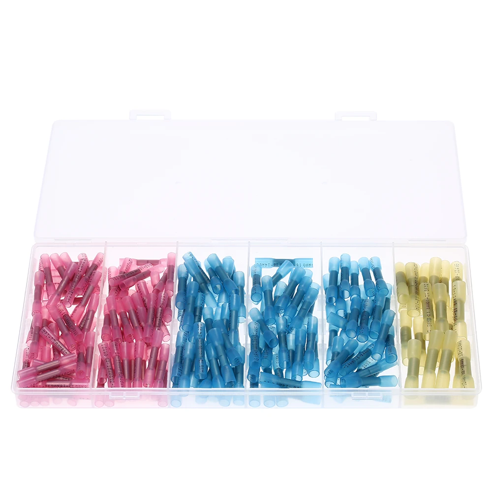 

200pcs Assorted Heat Shrink Butt Connectors Crimp Terminals Kit Electrical Wire Connectors