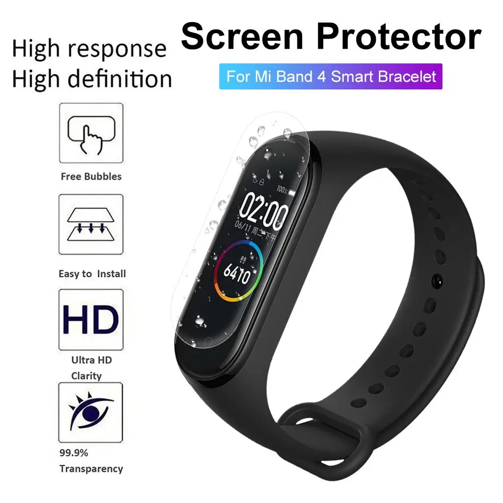 Для Xiaomi Mi Band 4 защитная пленка для экрана аксессуары смарт браслета полноэкранная