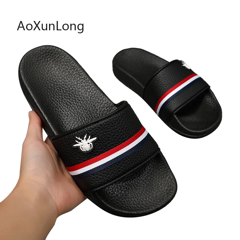 

Men Slippers Summer Men's Shoes Ribbon Home Flats Casual Breathable Beach Sandals Outdoor Slippers Men Slides Fashion Flip Flops