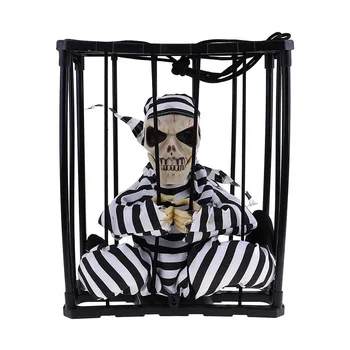 

Halloween Props Lighting Prank Toys Skeleton Skull Head Utter Ghosts Cage