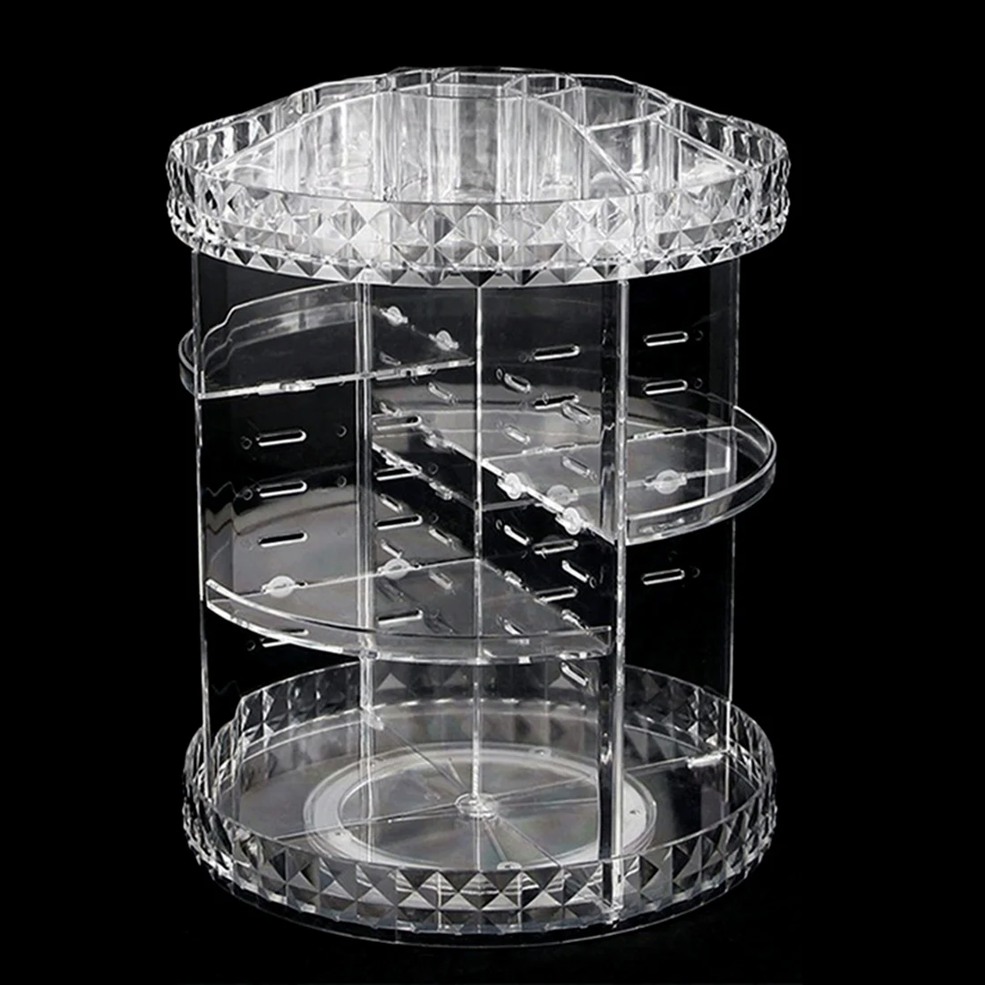 

HIPSTEEN Women Dressing Table 360 Degrees Rotating Makeup Organizer Box Round Cosmetic Storage Box - Transparent