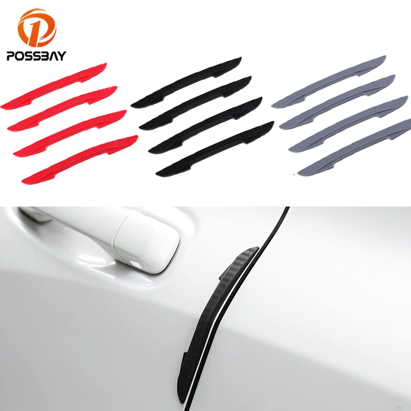 

POSSBAY 4Pcs Car Sticker Car Door Guard Edge Protector Buffer Scratch Crash Bar Strip Auto Bumper Corner Trim Molding Guards