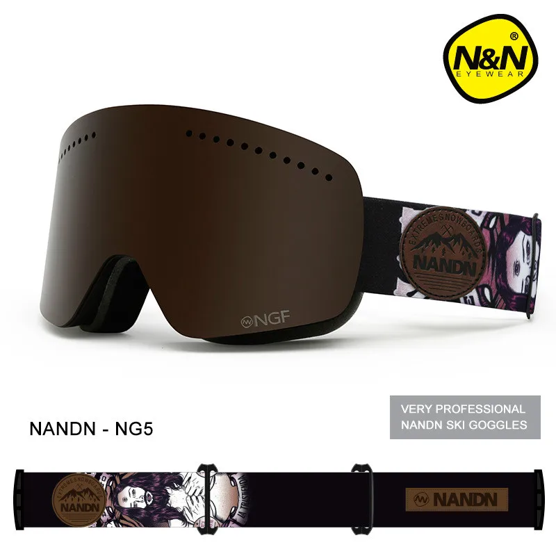 NANDN التزلج نظارات مزدوجة UV400 مكافحة الضباب كبيرة قناع للتزلج نظارات الرجال والنساء الثلوج على الجليد نظارات متعددة الوظائف تزلج نظارات