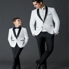 Новые свадебные костюмы для белый мальчик Смокинги шаль нагрудные Комплекты для мальчиков Детский комплект slim fit Две кнопки куртка+ Штаны
