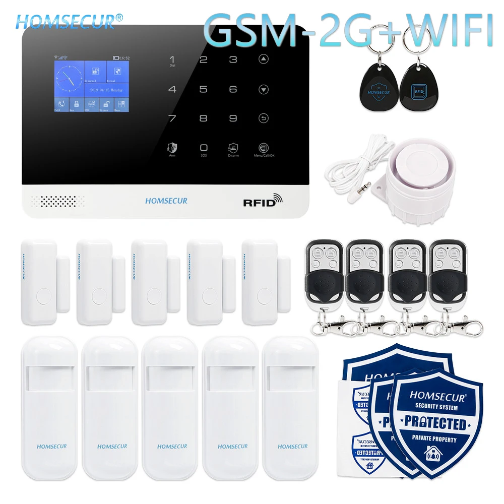 

HOMSECUR Wireless LCD 2G WIFI Home Security Alarm System with IOS/Android APP (EN/DE/ES/RU/FR/PL/PT/IT Menu Adjustable)
