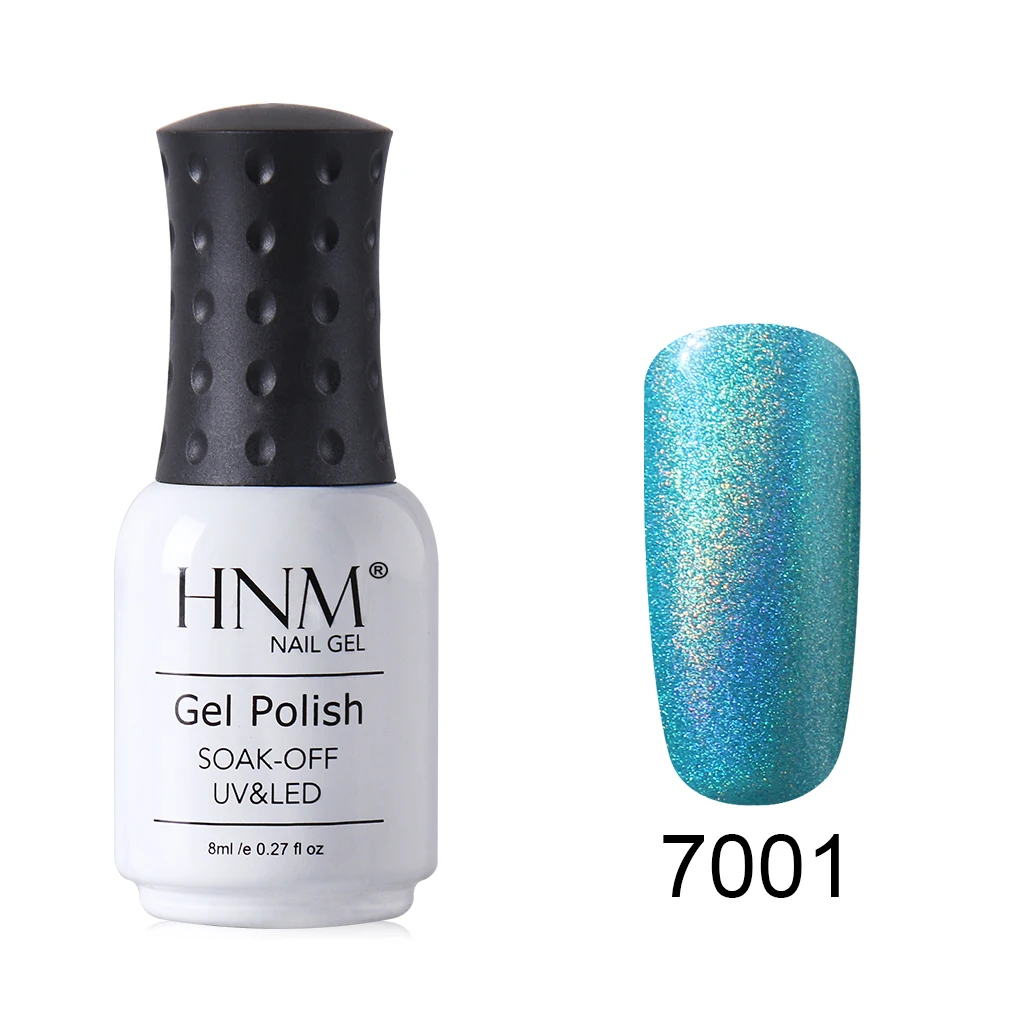 HNM 8 мл УФ-гель для ногтей Радужный Блестящий светодиодный лак для ногтей Гибридный лак впитывающий праймер тиснение эмалированная живопись геллак - Цвет: 7001