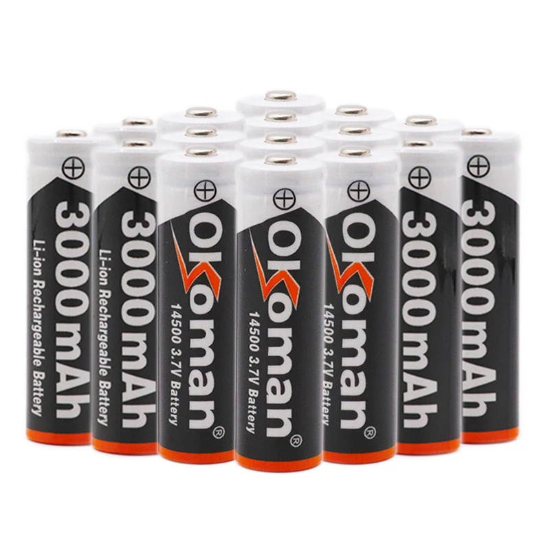 2-20 шт Okoman AA 14500 3000mah 3,7 V литий-ионная аккумуляторная батарея и светодиодный фонарик