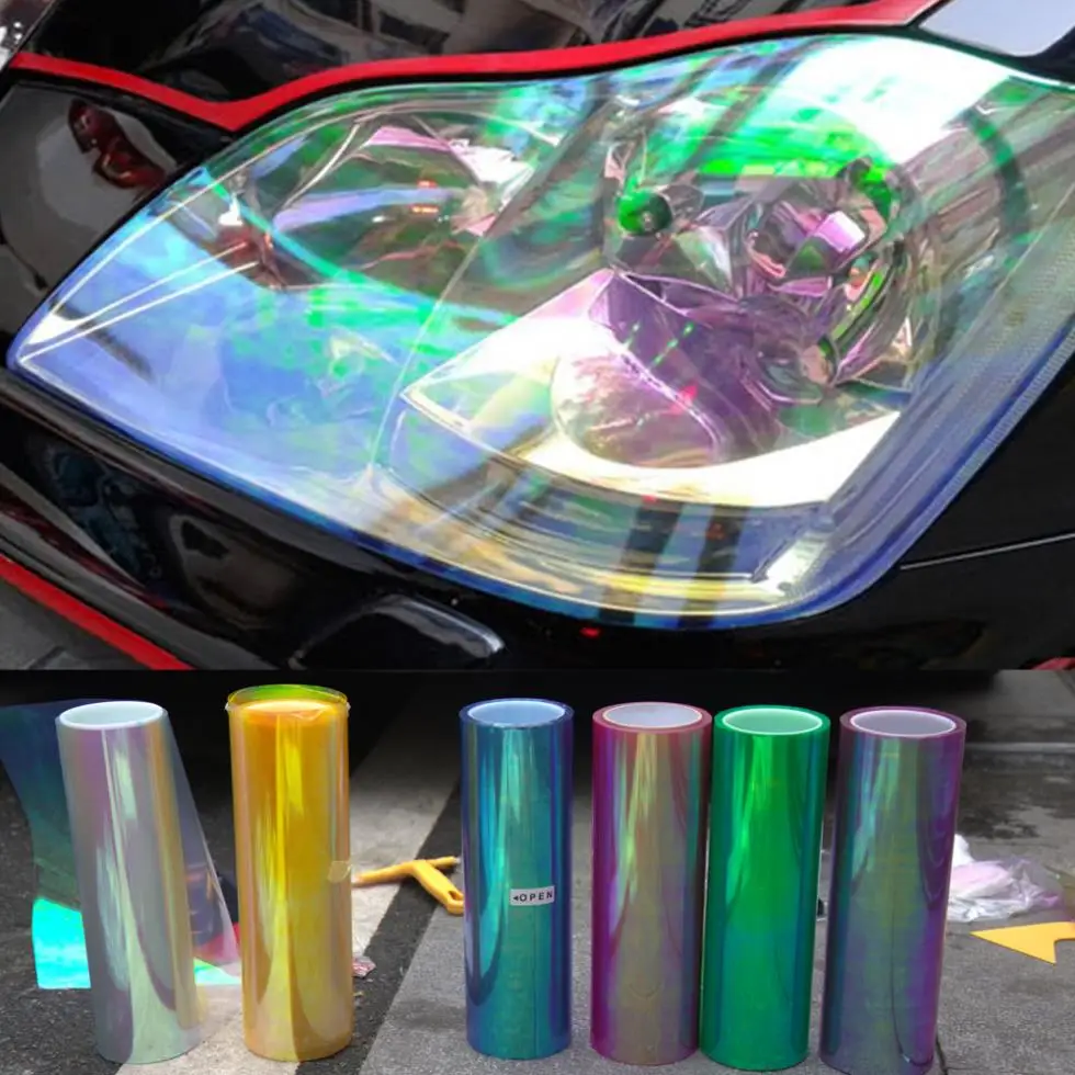 

12" Inch Shiny Chameleon Auto Car Styling Headlights Taillights Translucent Film Lights Turned Change Color Car Film Stickers