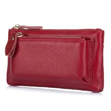 Organizer TOP Layer Cowhide Wallets Women Long Large Capacity Ladies Wallet Double Zipper Clutch Purse Pure Cow Leather Made Bag long section mini wallet men 2017 manbang fashion casual pure cowhide simple zipper clutch wallets black mbq2674ah