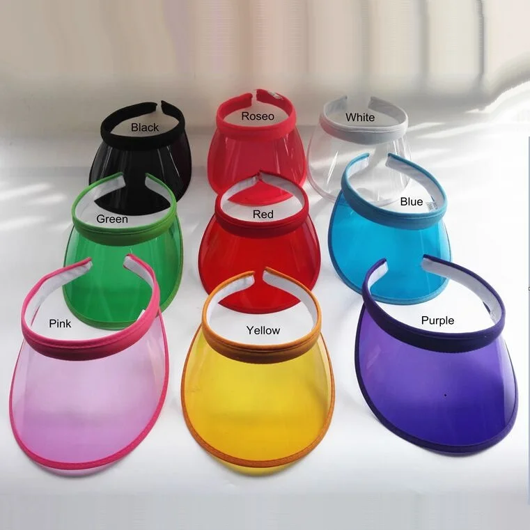 

Adult Outside UV Protection Beach Caps Windproof Cycling Riding Transparent Visor Caps Casual Plastic PVC Topless Empty Hats