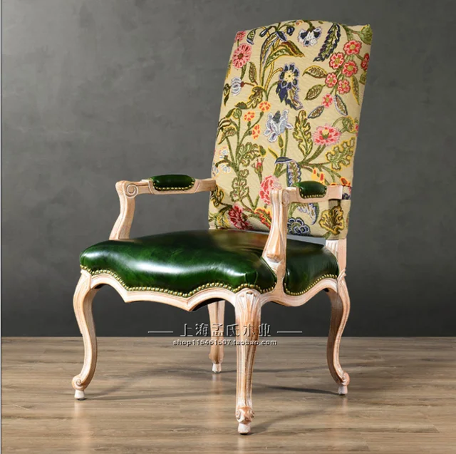 French Exports Of American Retro High Back Chairs European Solid French Exports Of American Retro High Back Chairs European Solid Wood Furniture Fabric Flower Green
