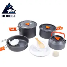 HEWOLF 4-5 Peson Camping Cookware Utensils Picnic Tableware Pot Pan Hiking Outdoor Cooking Camping Tableware Picnic Set vilead outdoor tableware pot camping 2 3 people picnic pan tourism tableware outdoor camping hiking cooking set cookware pan