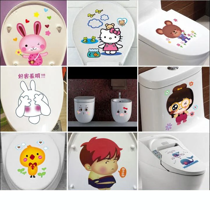 10 Pcs Cartoon Cute Toilet Stickers Waterproof Decorative Seat Stickers