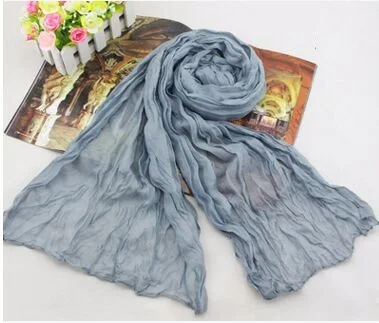 Новые европейские модные 23 цвета яркие однотонные мягкие трендовые длинные шарфы из вуали зимний теплый шарф женский шарф шаль синий - Цвет: C17