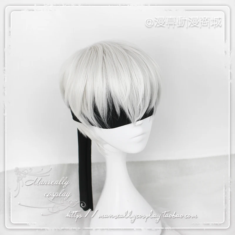 vampire costume women NieR:Automata 9S Silver Grey Short Wig YoRHa No. 9 Model S Men Anime Cosplay Wig (not including black eye patch) + Wig Cap morticia addams dress