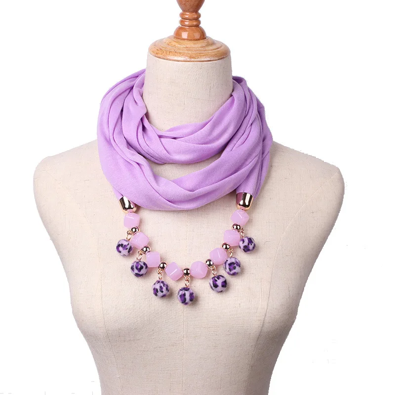 TagerWilen кулон шарф ожерелье бусы Hairball ожерелья с кисточками для женщин полиэстер шарфы ювелирные изделия обертывание аксессуары X-07 - Цвет: 13